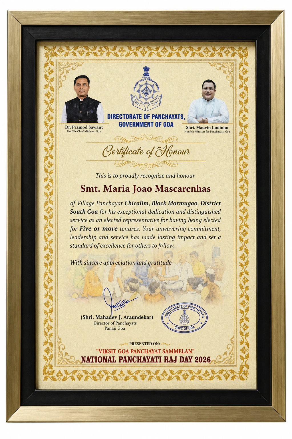 Certificate of Honour – Five or More Tenures as Elected Representative